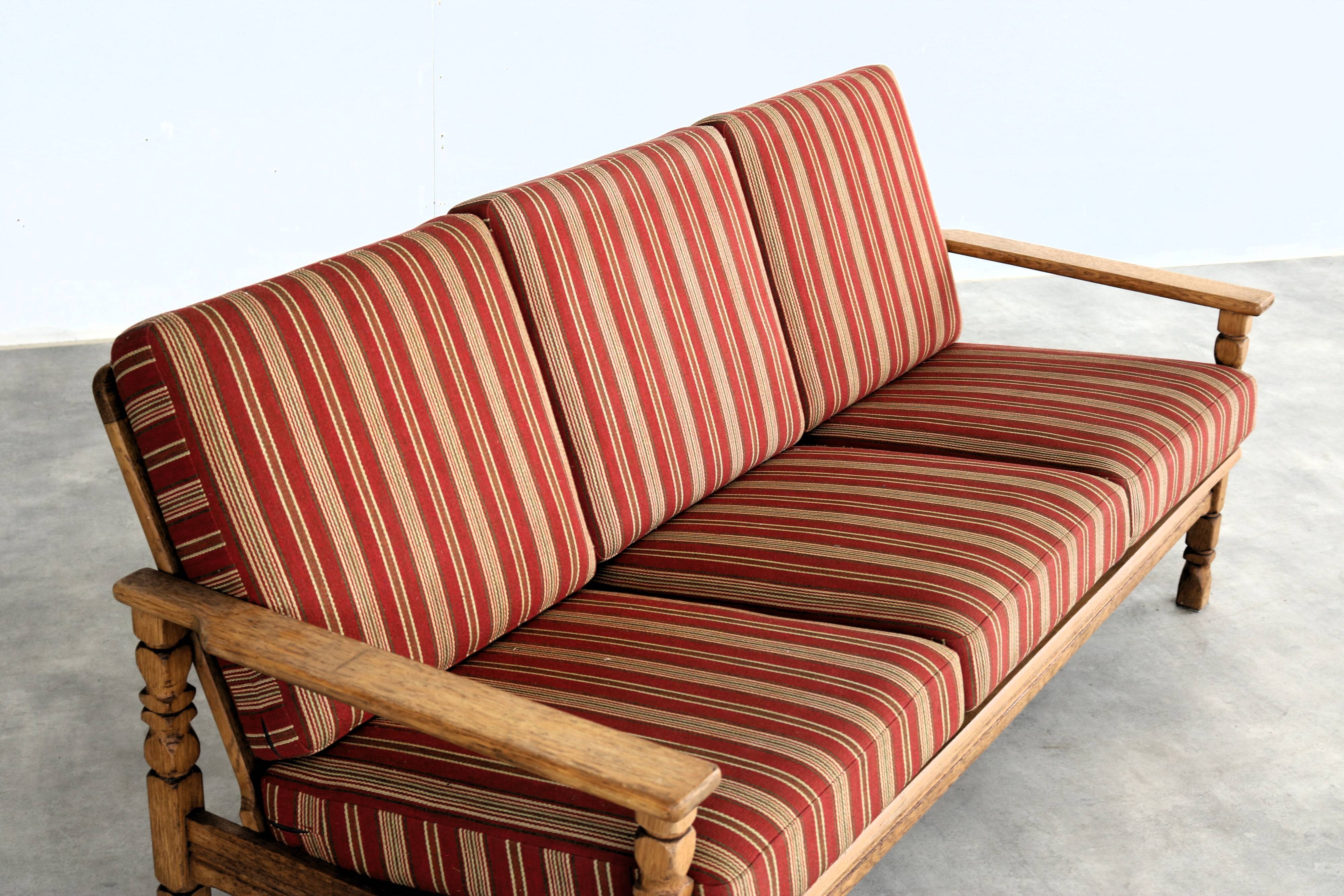 Brutalist sofa and chair set | vintage sofa | 1960s | oak.