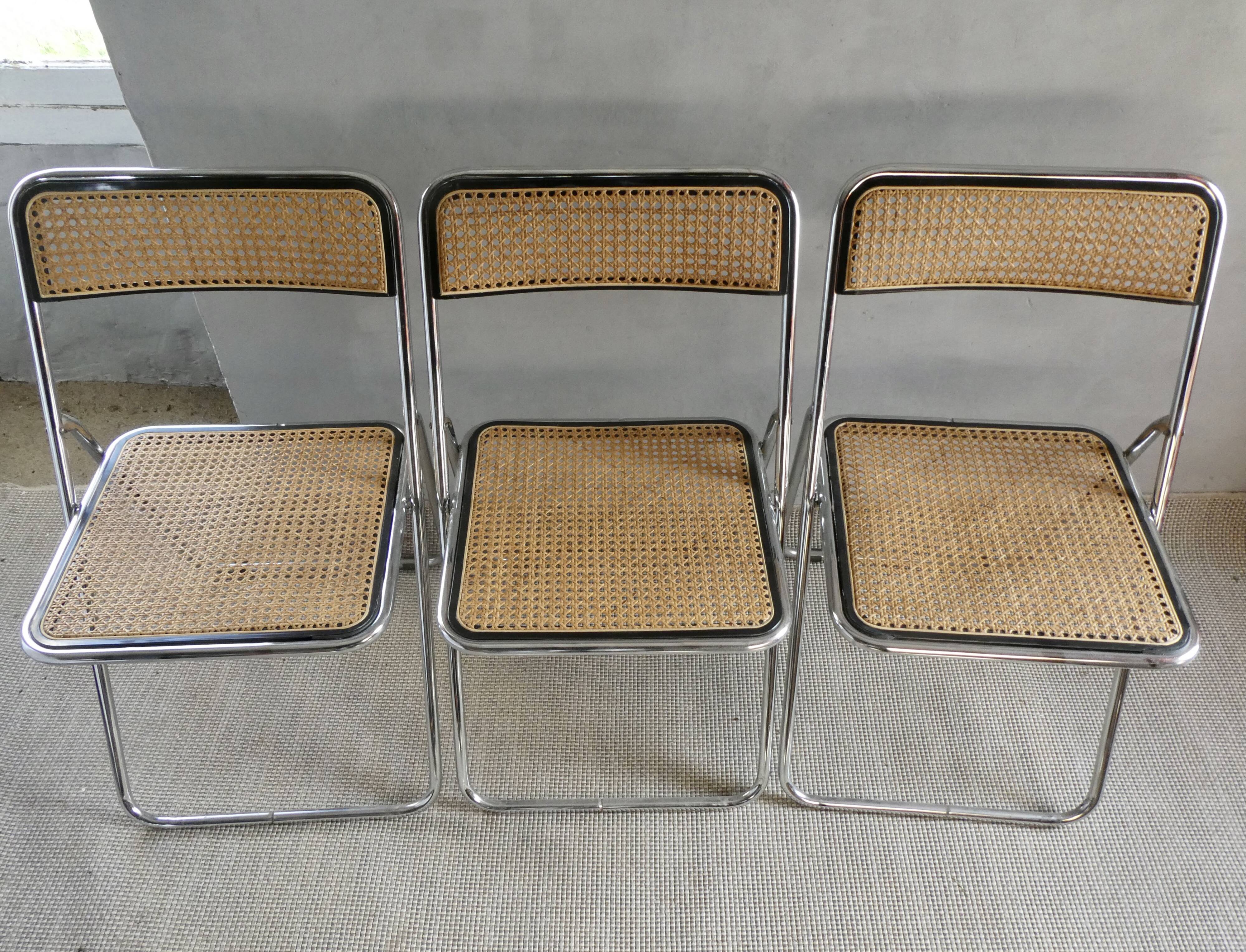 3 Elios Colle folding chairs by Elsa Italy, 70s-80s