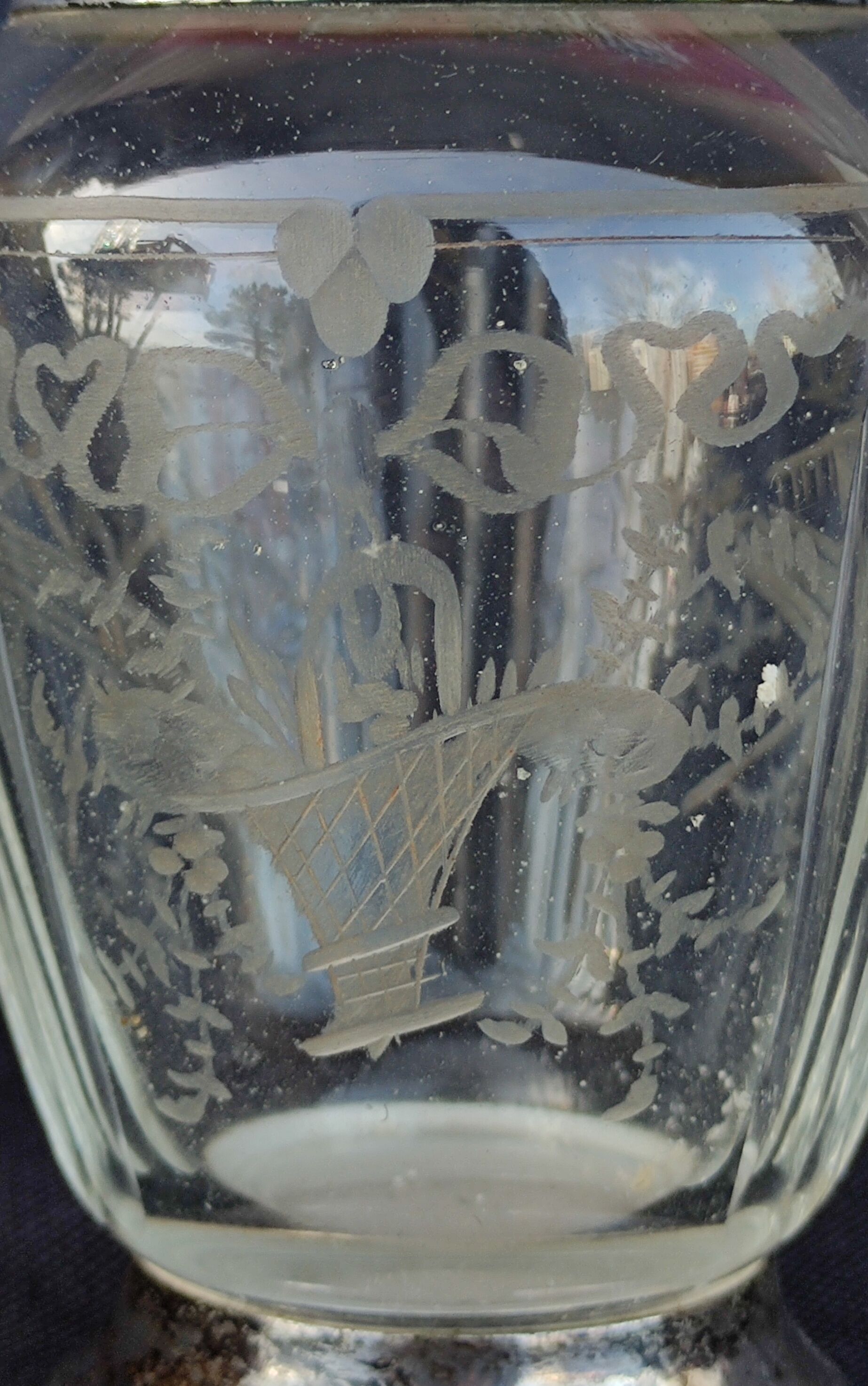 Old silver metal carafon