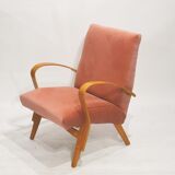 Fauteuil velours rose