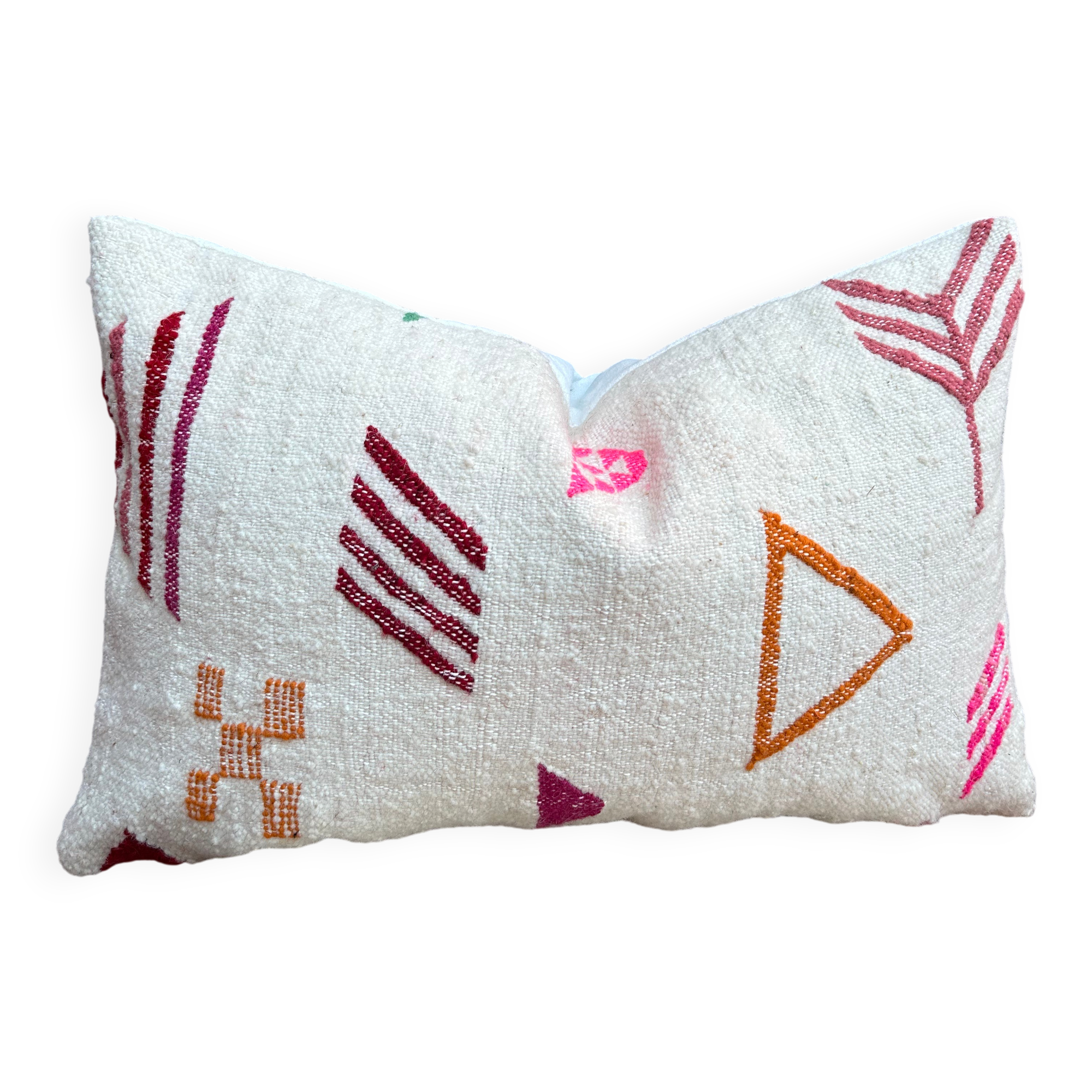 Handmade cushion cover in Berber wool: Moroccan Kilim cushion.