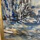 Large watercolor from the early 20th century, signed landscape of a wooded river bank