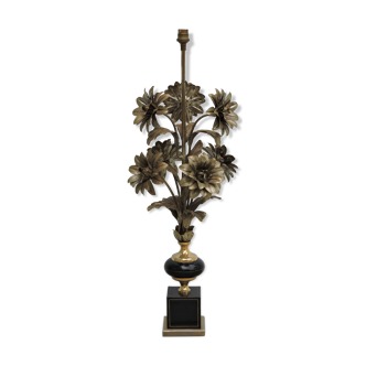 Pied de lampe vintage fleur doré 1960