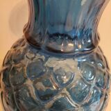 Vase ananas en verre bleu