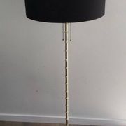 Floor lamp in faux-bamboo style, made of bronze and brass by Jacques Adnet