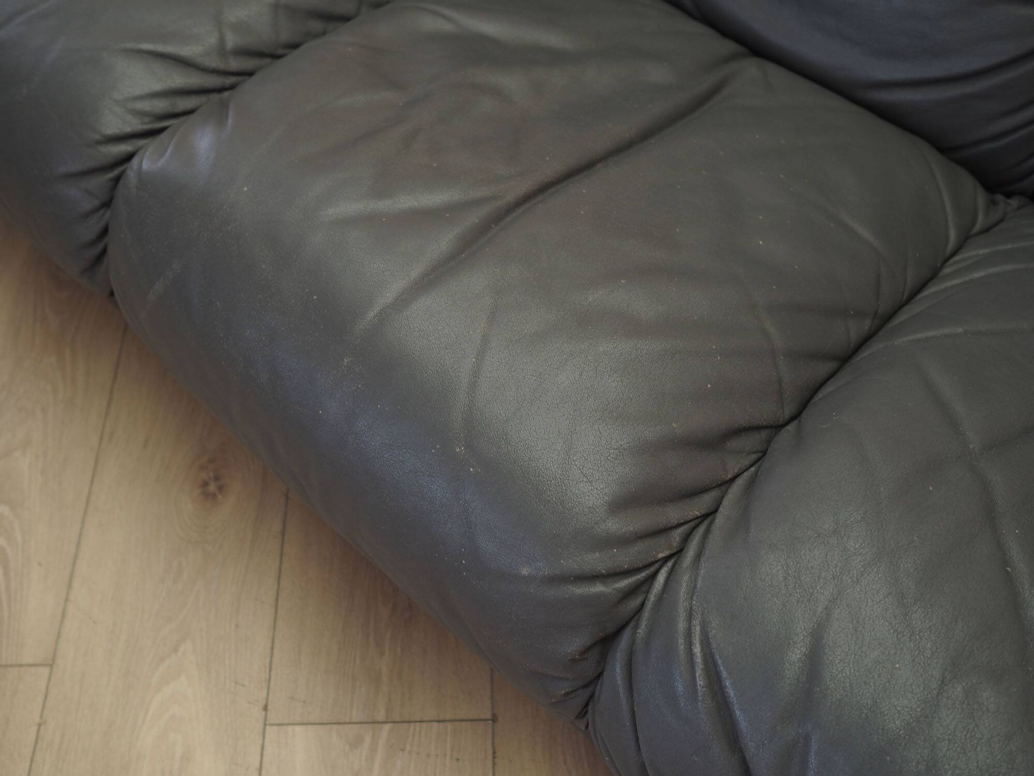 Italian leather sofa, three-seater, 1970s
