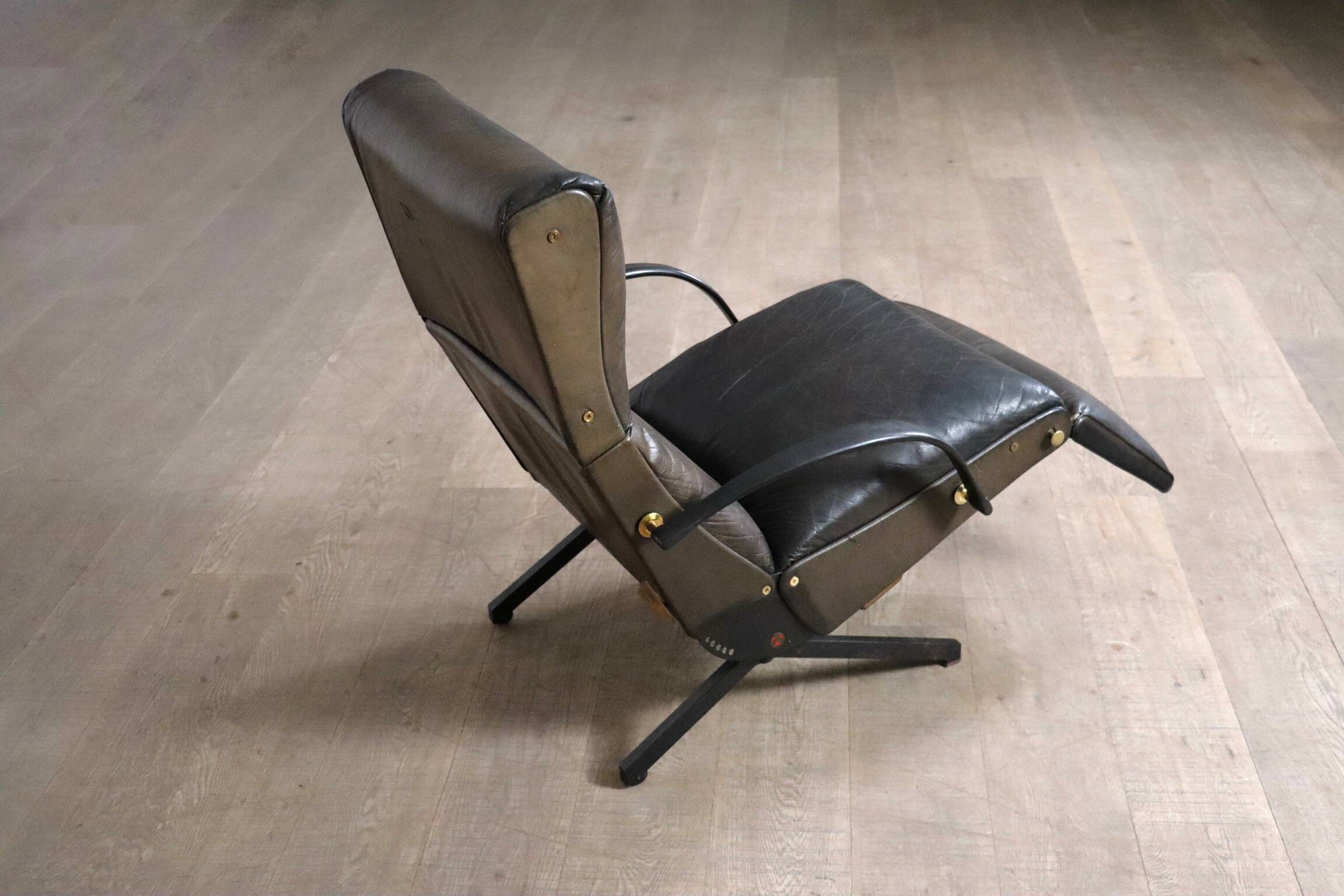 P40 Lounge Chair By Osvaldo Borsani For Tecno In Original Leather, Italy 1960s