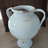 White glazed stoneware jar / pottery