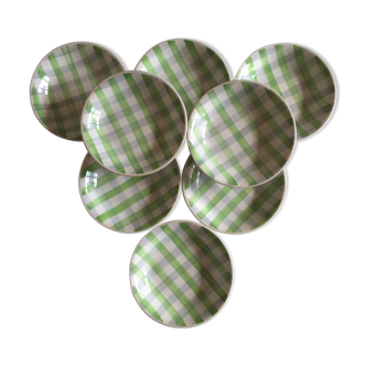 Set of 8 hollow plates in faience 60s