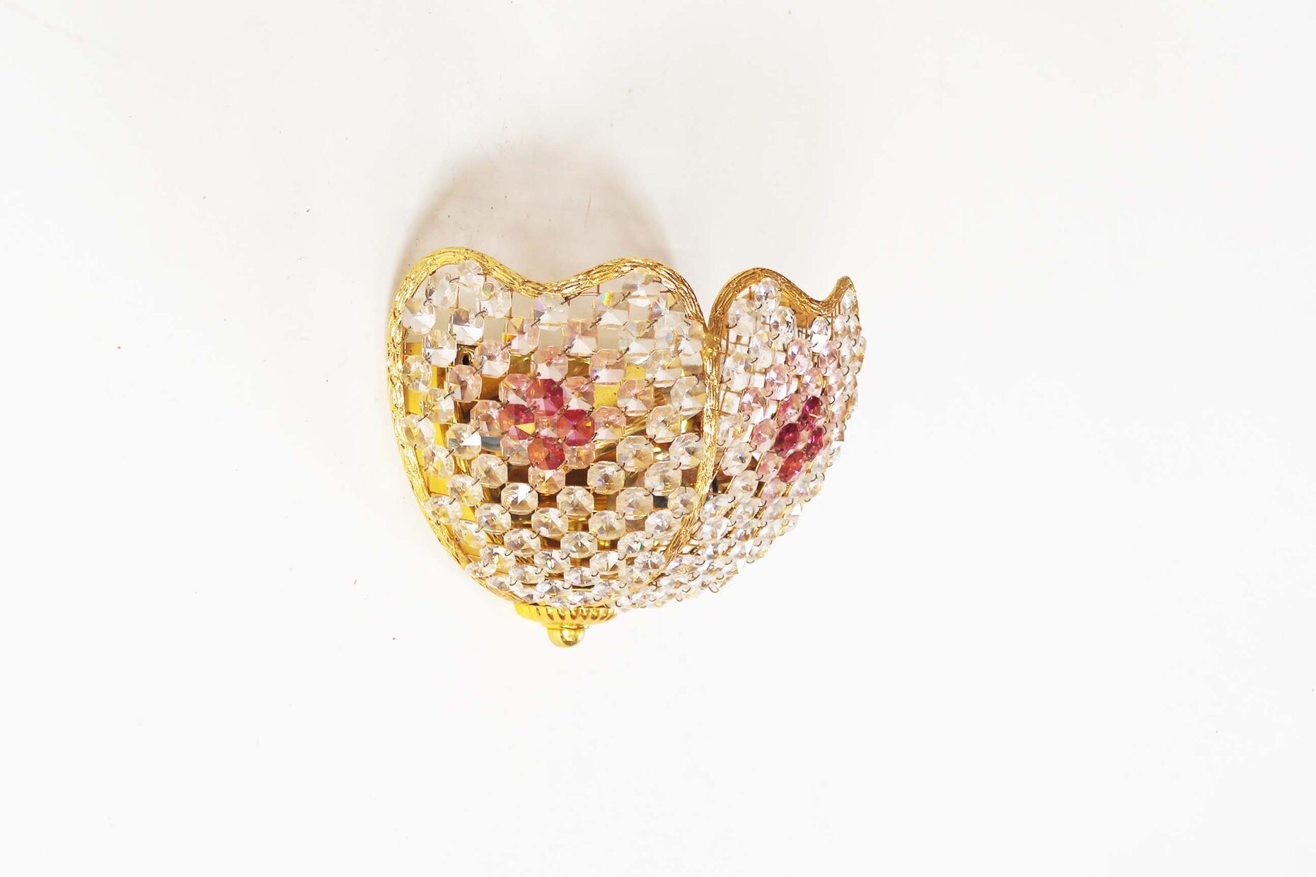 Gilt brass and crystal glass 'basket' wall light by Palwa, Germany 1960s