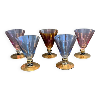 Set of 5 old aperitif glasses