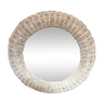 Miroir rotin gris cérusé, 59 cm