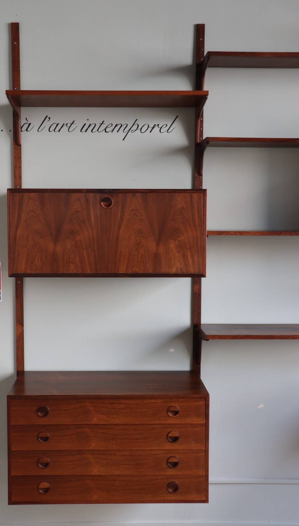 Modular rosewood wall bookcase by Thygesen and Sorensen for Hg Furniture, 1960