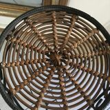 Tripod side table in rattan and iron