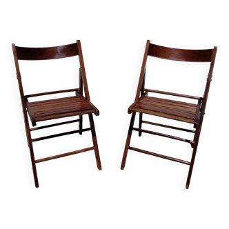 Pair of wooden folding chairs