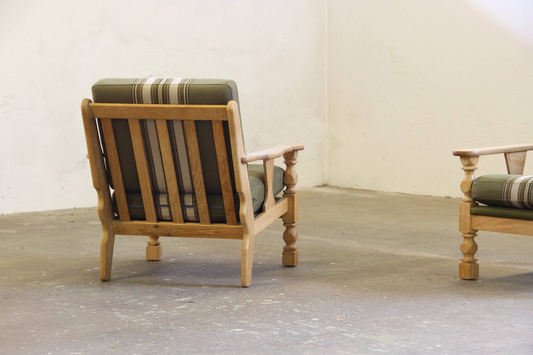 Vintage Danish light oak low back lounge chairs, 1960s, set of 2