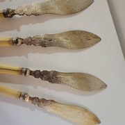 Couteaux à poisson anglais en argent et ivoire XIXe