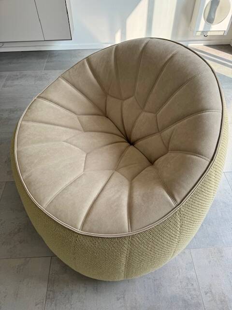 Cinna swivel armchair ottoman model - new condition - alcantara and fabric