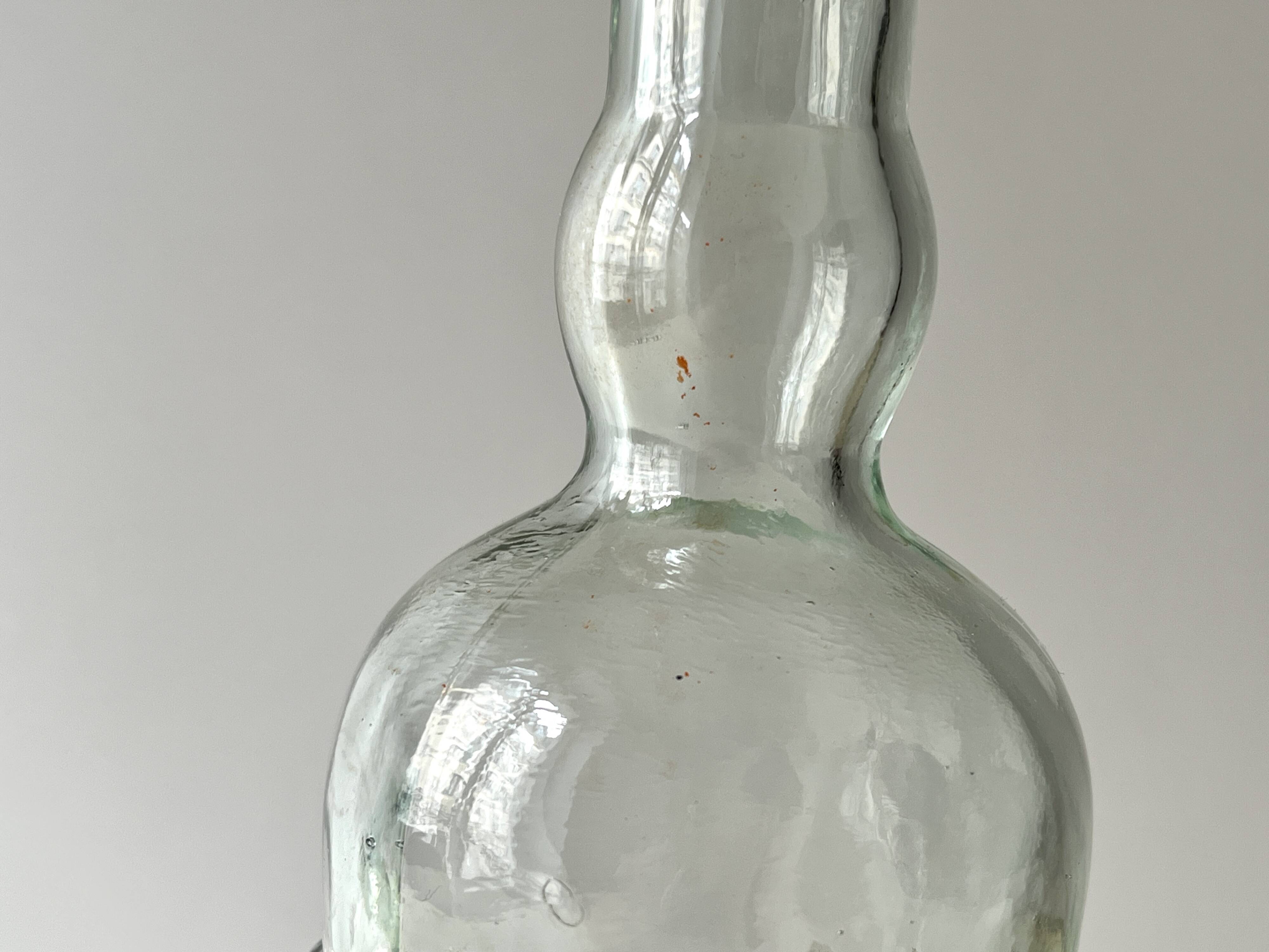 Legras glass bottle "transparent hand" circa 1920, antique carafe