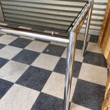 Chrome table and smoked glass