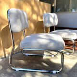 Pair of mid century armchairs / fireside chairs in French terry fabric