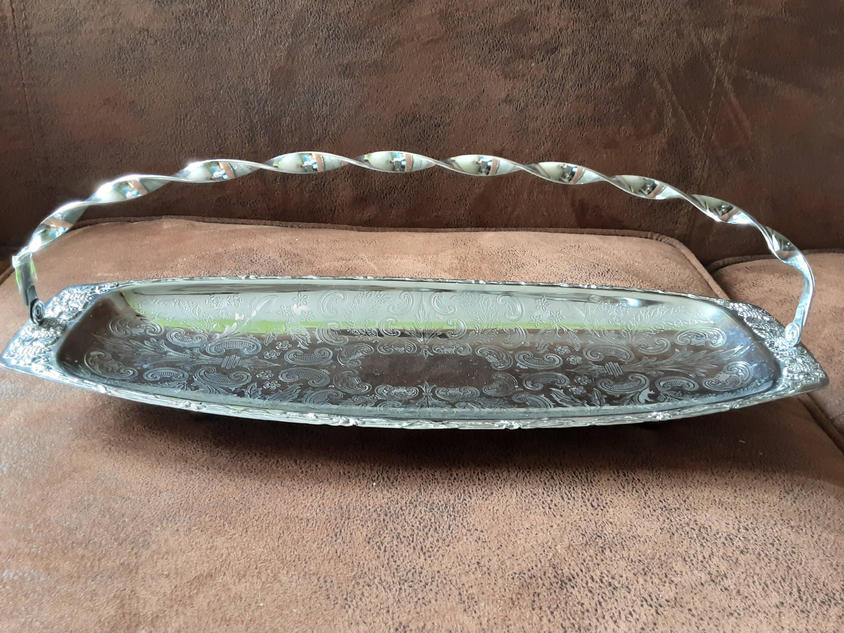 Large rectangular original silver metal dish
