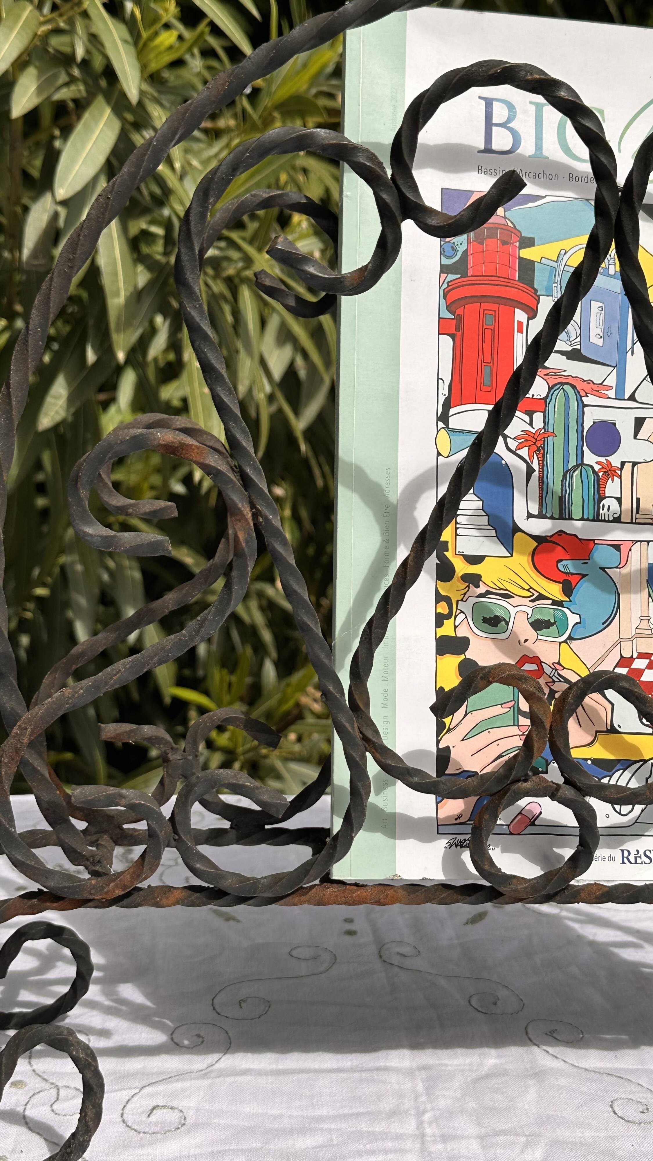 Vintage Magazine Rack - Twisted Wrought Iron Magazine or Vinyl Record Holder