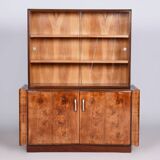 Restored Art Deco Walnut Bookcase, Revived Polish, Czech, 1930s