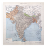 Vintage map of India 43x43cm from 1950