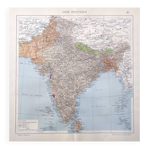 Vintage map of India 43x43cm from 1950