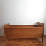Lit en bois et rotin vintage