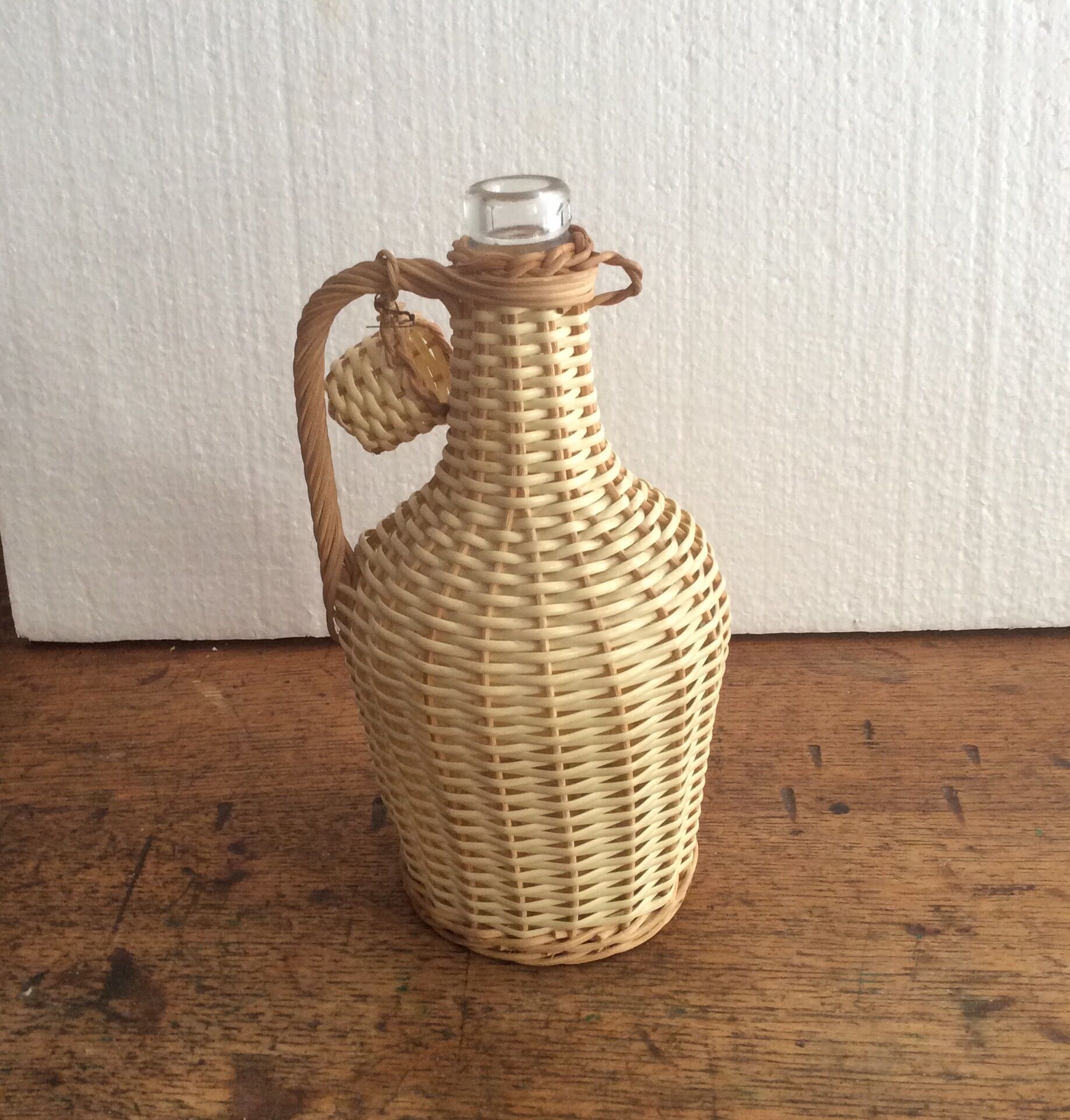 Vintage wicker bottle