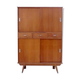 Buffet vintage 1950 bois clair doré pieds compas