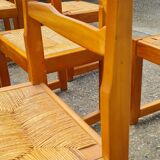 Set of 8 chairs in elm and straw by Maison Regain