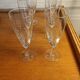 Six engraved crystal champagne flutes