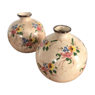 Set of 2 ball vases Jérôme Massier Vallauris / Handwritten signature