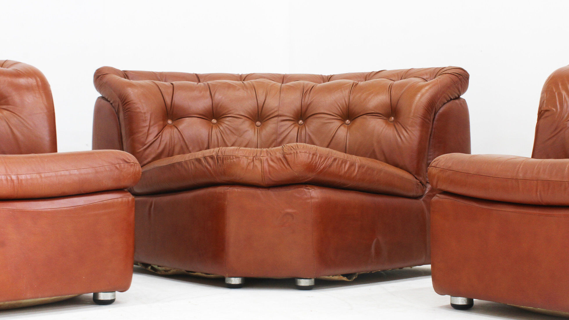 Vintage Italian curved modular sofa 1970s, set of 4