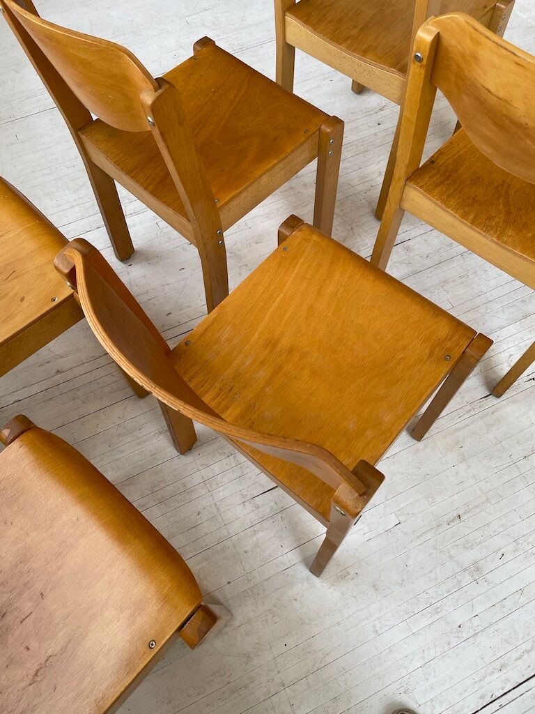 12 80s beech chairs