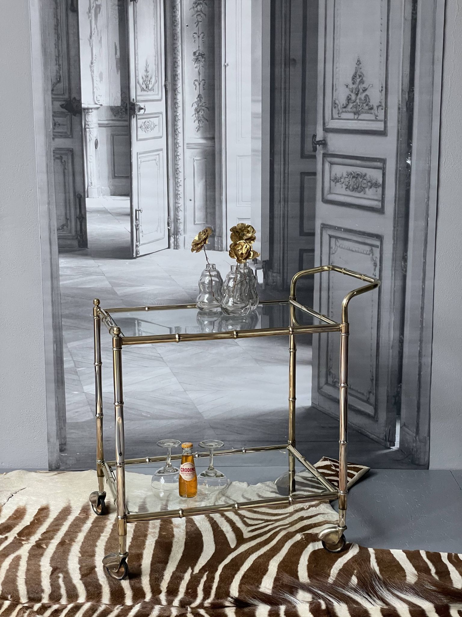 Vintage Golden Bar Cart