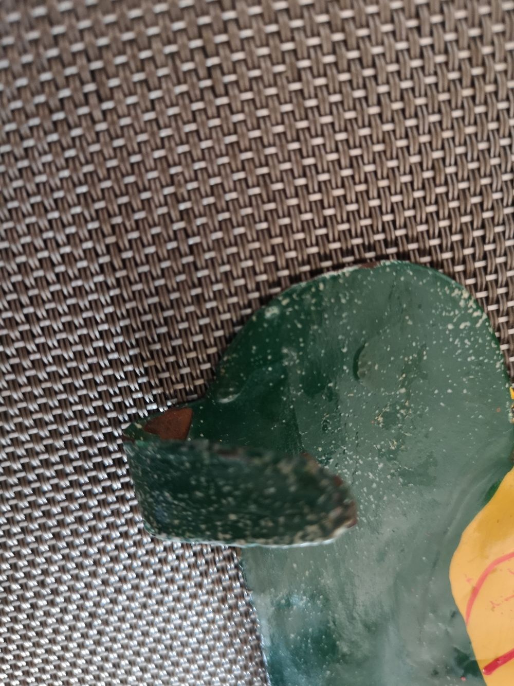 Towel/tea towels in pineapple shaped metal towel holder, hand painted - 1970s/1980s