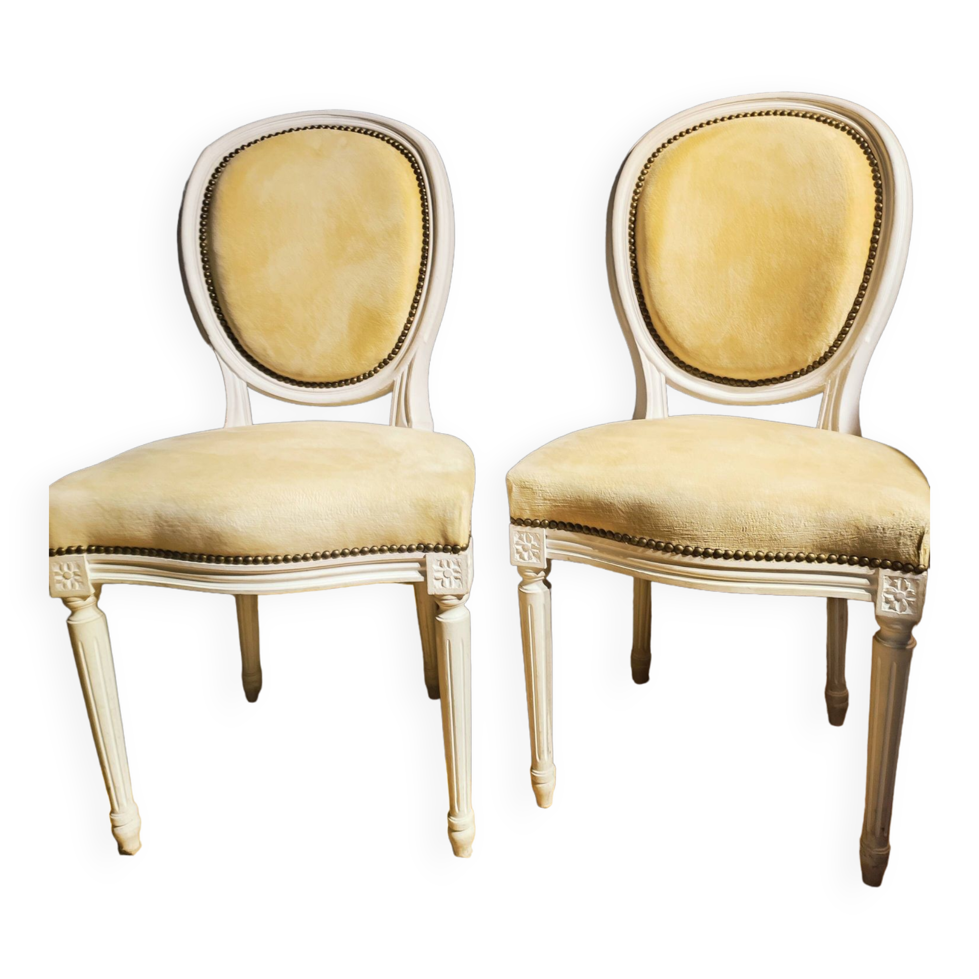 Set of two modern Louis XVI style medallion chairs