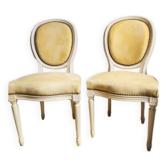 Set of two modern Louis XVI style medallion chairs