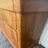 Louis-Philippe chest of drawers in burr walnut with pink marble – 19th century