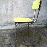 Table yellow Formica and its 3 chairs