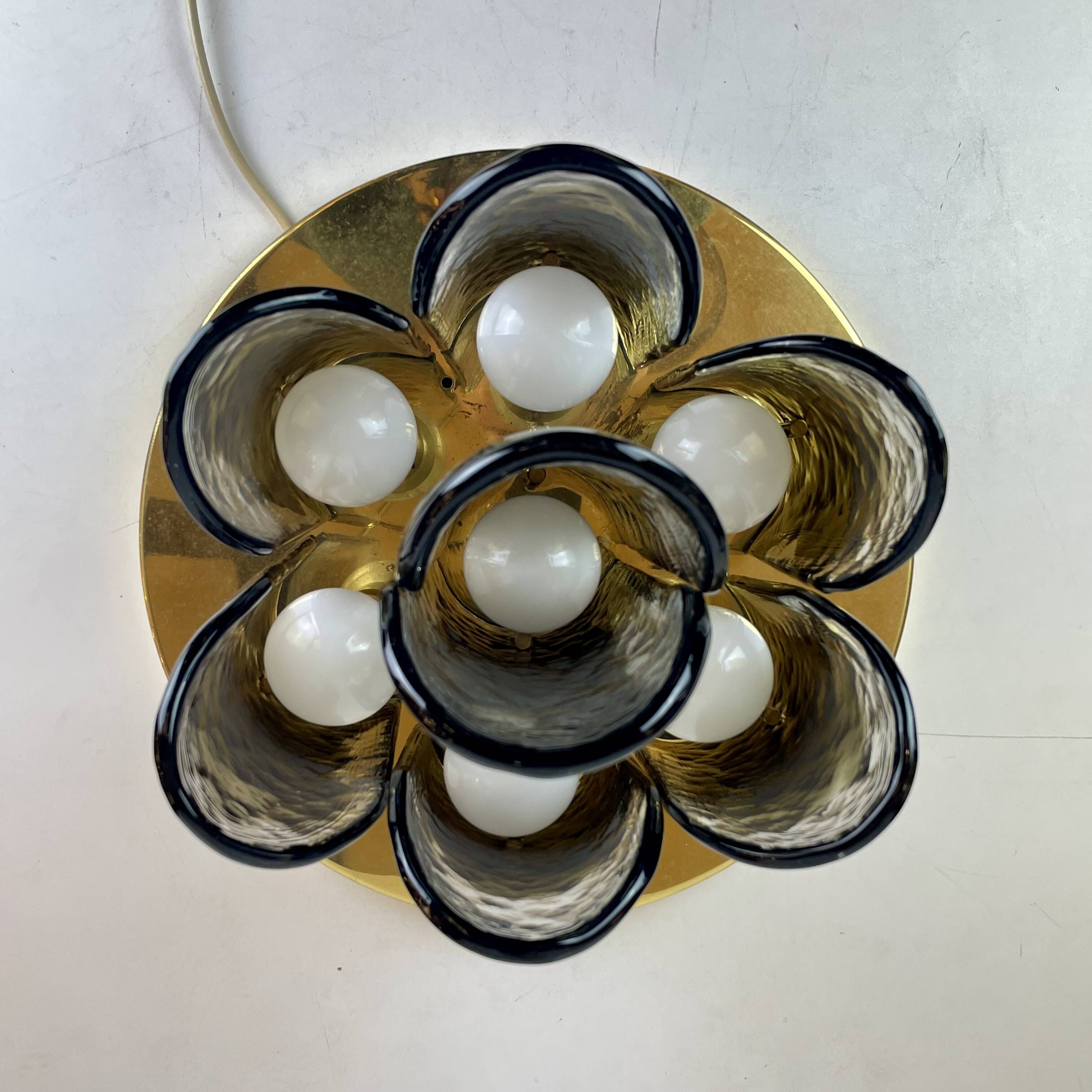 Murano & Brass Ceiling Lamp by J.T. Kalmar, Austria, 1960s