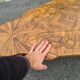 Vintage art deco coffee table with geometric marquetry