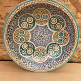 Ancien Plat Service Couscous Faïence Polychrome Maroc XIXÈME #B085
