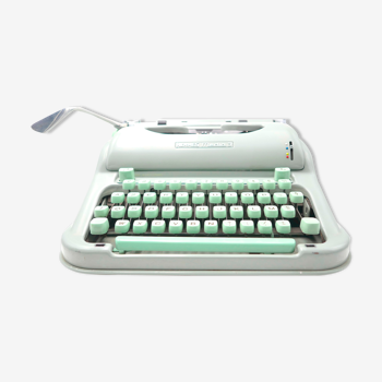 Machine à écrire Hermes 3000 Verte révisée avec ruban neuf