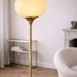 Art Deco floor lamp in brass and opaline glass - 1.30 m