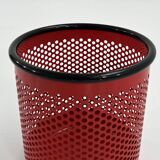 Red metal waste paper basket by R.Barbieri & R. Marianelli for Rexite, 1980